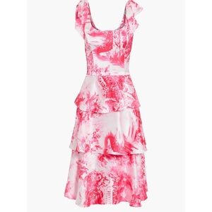 Beautiful marchesa notte floral midi dress with bow detail on shoulders!